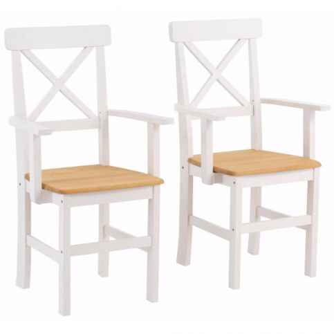 Sada 2 bílých jídelních židlí s područkami z masivního borovicového dřeva  Støraa Nicoline - Bonami.cz