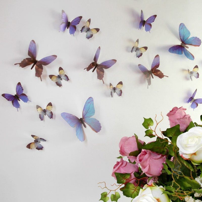 Sada 18 modrých adhezivních 3D samolepek Ambiance Butterflies - Favi.cz
