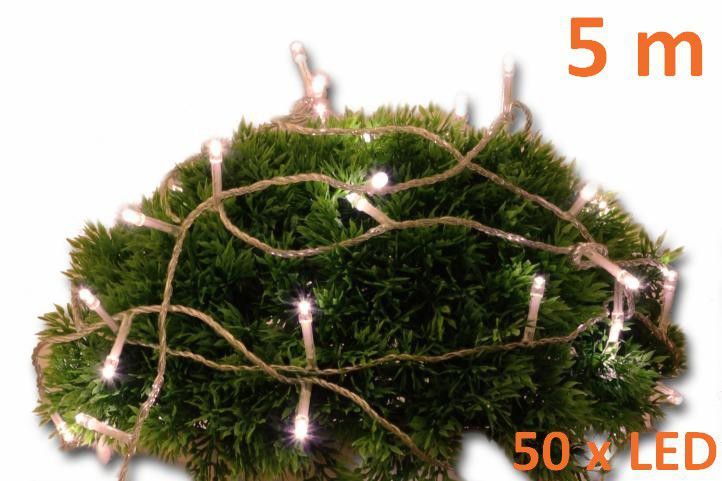 Vánoční LED řetěz - 5 m, 50 diod, teple bílý - OEM D02155 - Favi.cz