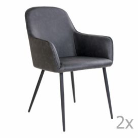 Sada 2 tmavě šedých jídelních židlí House Nordic Harbo