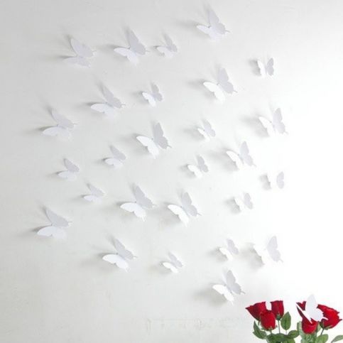 Sada 12 bílých samolepek s 3D efektem Ambiance Butterflies - Favi.cz
