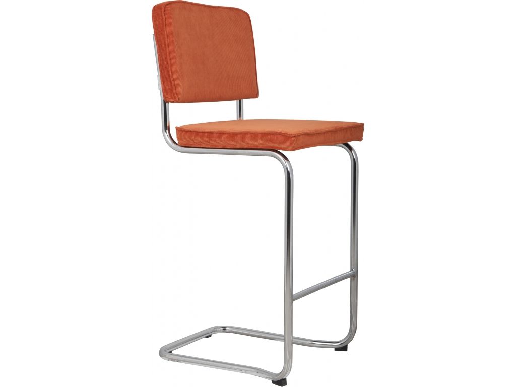 Oranžová manšestrová barová židle ZUIVER RIDGE KINK RIB 75 cm - Bonami.cz