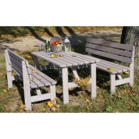 Rojaplast VIKING Zahradní masivní dřevěný stůl šedý - 150 cm