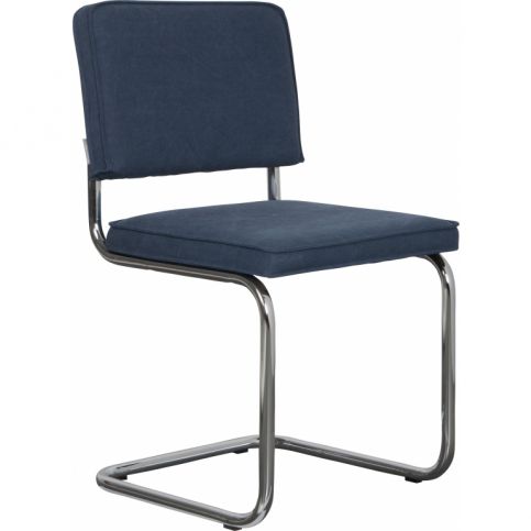Židle ZUIVER RIDGE RIB, lesklý rám, vintage modrá 1100104 Zuiver - Designovynabytek.cz