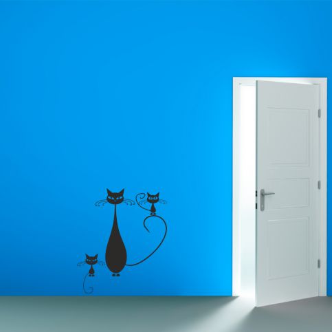 Samolepka na zeď - Kočičí rodinka (50x60 cm) - PopyDesign - Popydesign
