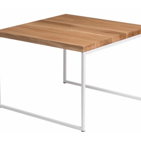 Konferenční stolek Grafico 60x60, 15mm, bílý kov/dub - Designovynabytek.cz