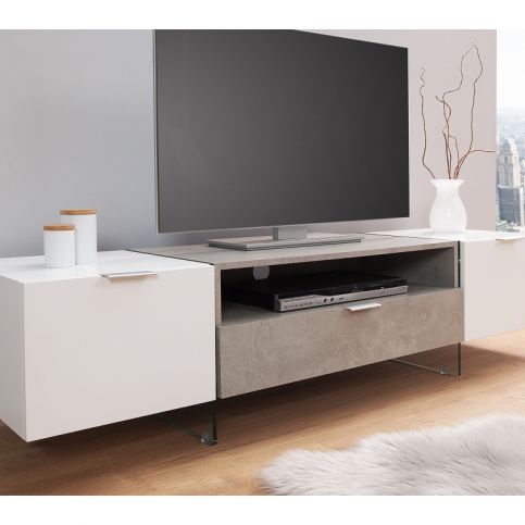 INV Televizní stolek Note 160cm bílá-beton - Design4life