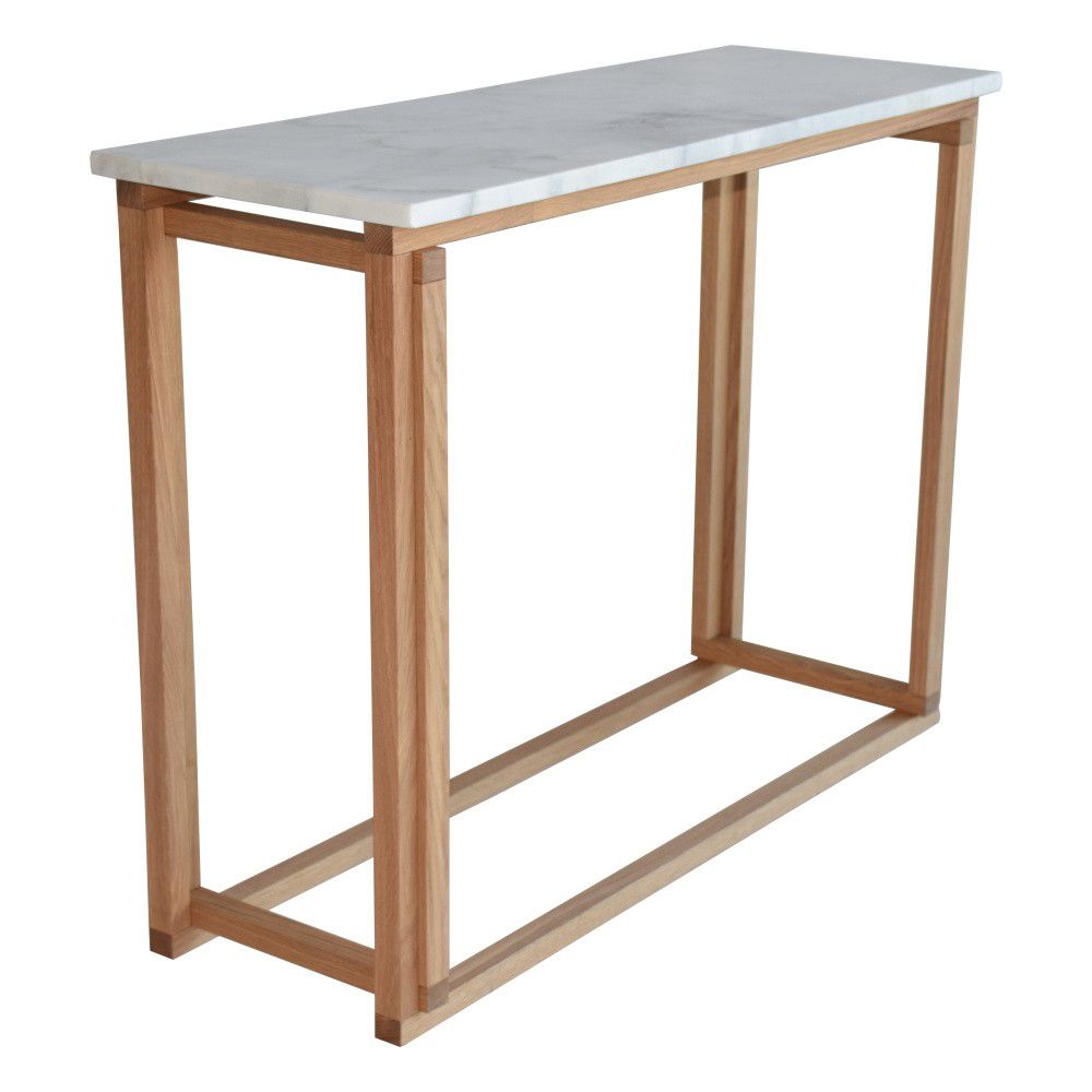 Bílý mramorový konferenční konferenční stolek s podnožím z dubového dřeva RGE Accent, šířka 100 cm - Bonami.cz