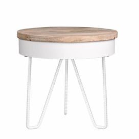 LABEL51 Bílý/přírodní mangový odkládací stolek Rafael