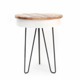 LABEL51 Bílý/přírodní mangový odkládací stolek Rafael High