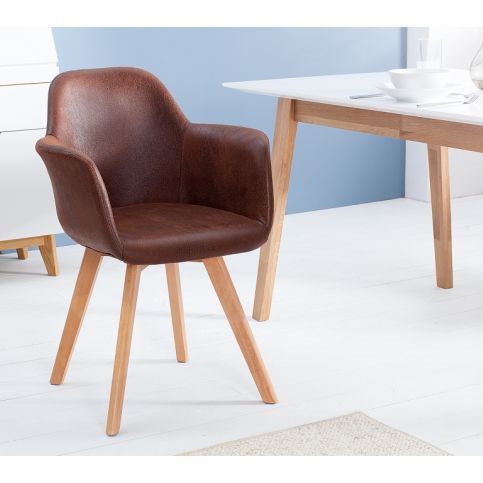 INV Jídelní židle Danimarca antik-kávová, područky - Design4life