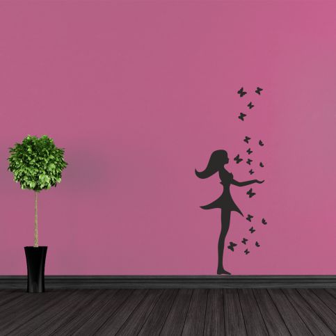 Samolepka na zeď - Motýlí dívka (23x60 cm) - PopyDesign - Popydesign