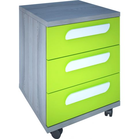 Noční stolek, kontejner k pc na pojezdech - dub, zelená - Nábytek aldo - NE
