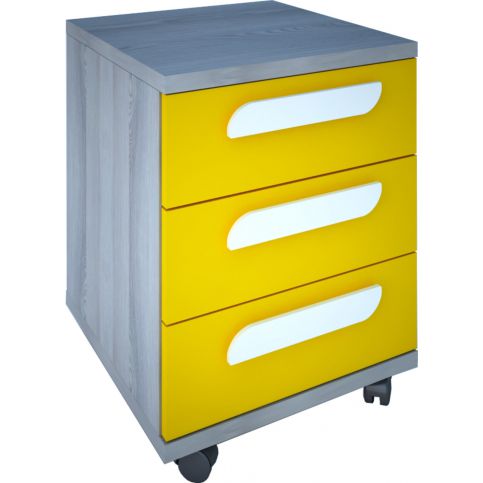 Noční stolek, kontejner k pc na pojezdech - dub, žlutá - Nábytek aldo - NE