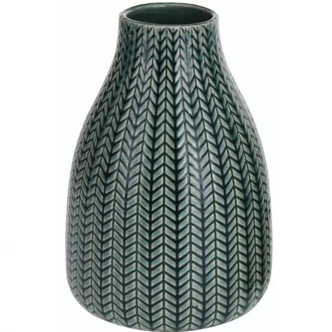 Porcelánová váza Knit tmavě zelená, 16 cm - 4home.cz
