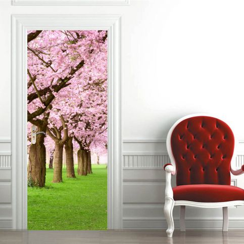 Tapeta na dveře WALPLUS Pink Blossom Flowers Tree, 88 x 200 cm - Bonami.cz