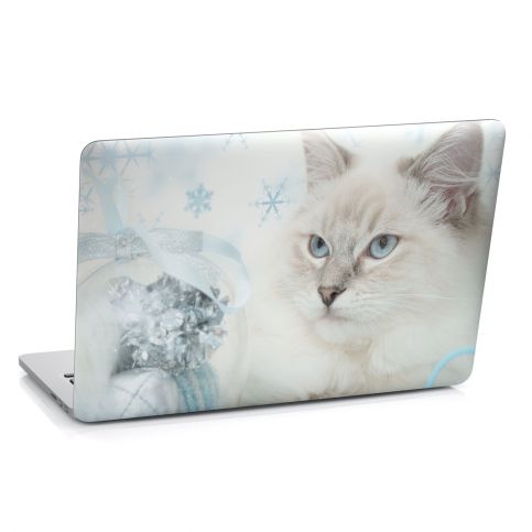 Samolepka na notebook - Bílá kočka (29x20 cm) - PopyDesign - Popydesign
