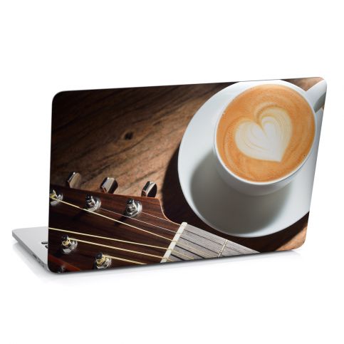 Samolepka na notebook - Káva s kytarou (29x20 cm) - PopyDesign - Popydesign