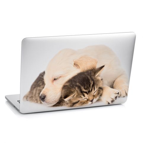 Samolepka na notebook - Spící štěně a kotě (29x20 cm) - PopyDesign - Popydesign