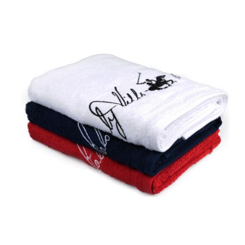 Sada bílého, tmavě modrého a červeného ručník Beverly Hills Polo Club Tommy Yazi, 50 x 100 cm - Bonami.cz