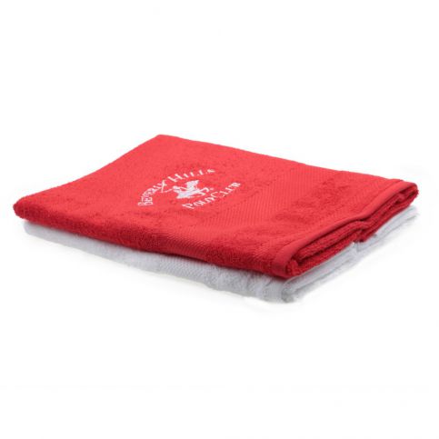 Sada červeného a bílého ručníku Beverly Hills Polo Club Tommy Orj, 50 x 100 cm - Bonami.cz
