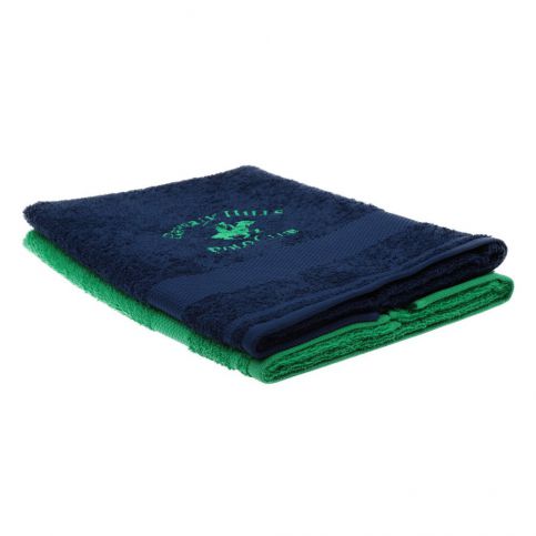 Sada tmavě modrého a zeleného ručníku Beverly Hills Polo Club Tommy Orj, 50 x 100 cm - Bonami.cz