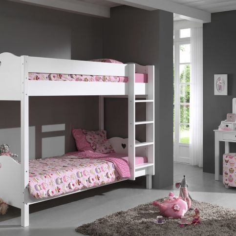 Dětský pokoj pro dvě holky Amori - Patrová postel: 211,2x174x104,5 - Nábytek aldo - NE