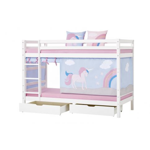 Dětská patrová postel z masivu Jednorožec se šuplíky  - Dětská patrová postel z masivu 208x145x101 c - Nábytek aldo - NE