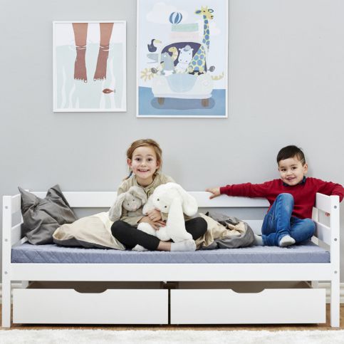 Dětská postel Ida se šuplíky - bílá - Postel bez zábrany: 166x65x76 cm - Nábytek aldo - NE