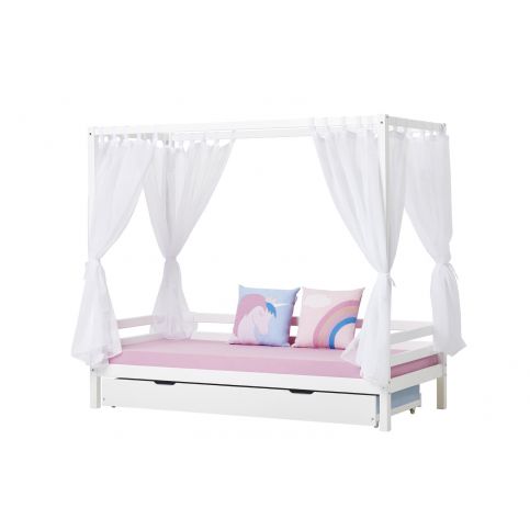 Dětská postel s přistýlkou a nebesy Jednorožec - Dětská postel: 208x182x98 cm - Nábytek aldo - NE