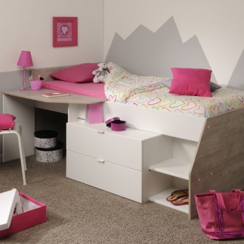 Dětská postel s psacím stolem pro holku Milky 2309LITI - Nábytek aldo - NE