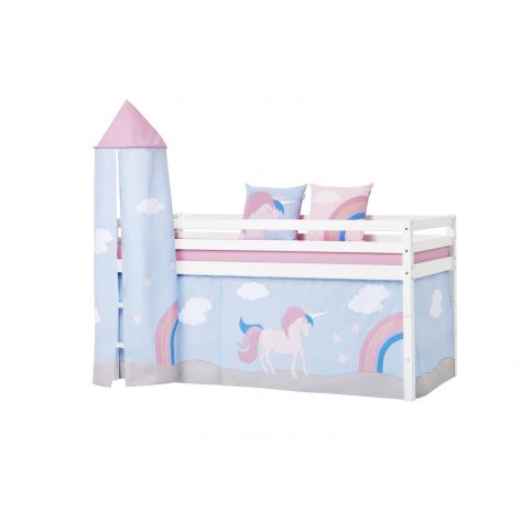 Dětská postel vyvýšená s věží Jednorožec - Dětská postel 209x114x104 cm - Nábytek aldo - NE