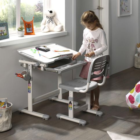 Rostoucí psací stůl se židlí Comfort - šedý - Nábytek aldo - NE