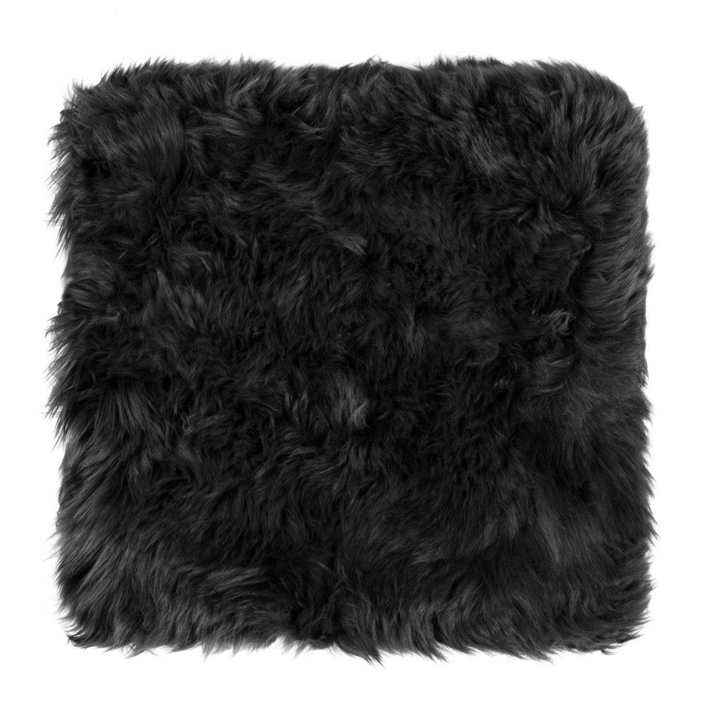Černý podsedák z ovčí kožešiny na jídelní židli Royal Dream Zealand, 40 x 40 cm - Bonami.cz