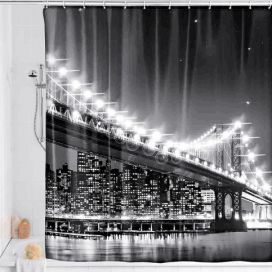 Šedý sprchový závěs Wenko Led Brooklyn Bridge, 180 x 200 cm