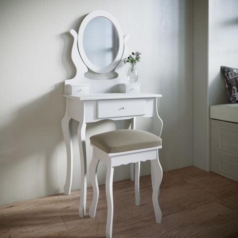 Toaletní stolek Angeluna, bílý - Velký Košík