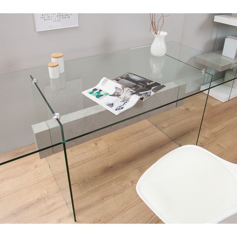 INV Psací stůl Note 160cm sklo-betonově šedá - Design4life
