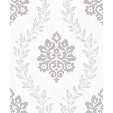 Tapeta na zeď - Fusion Floral wreath Fusion Floral wreath - White - Grey - GLIX DECO s.r.o.