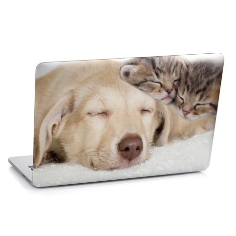 Samolepka na notebook - Pes a koťátka (29x20 cm) - PopyDesign - Popydesign