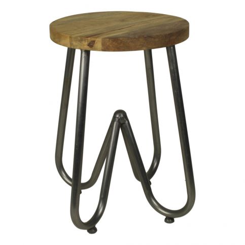 Odkládací stolek s deskou z mangového dřeva s černým podnožím HSM collection, ⌀ 38 cm - Bonami.cz