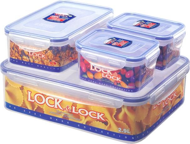 LOCKNLOCK Dóza na potraviny LOCK, set 4 ks, 3,9l/ 1l/ 470ml - Kitos.cz