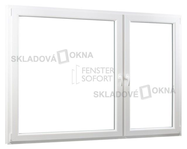 Skladova-okna Dvoukřídlé pl. okno se sloupkem 2/3+1/3 PREMIUM 2060 x 1540 mm barva bílá - Skladová Okna