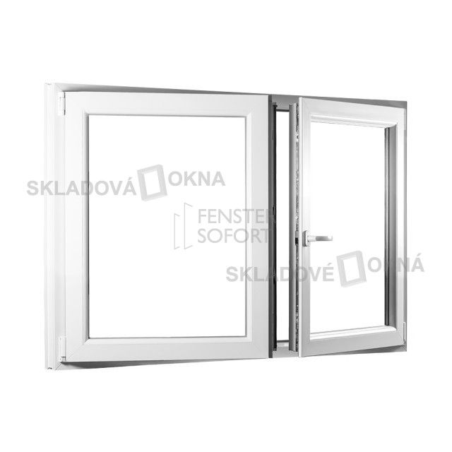Skladova-okna Dvoukřídlé plastové okno se štulpem PREMIUM 1350 x 1100 mm barva bílá - Skladová Okna