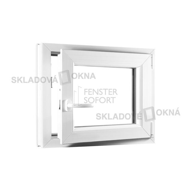 Skladova-okna Jednokřídlé plastové okno PREMIUM otvíravo-sklopné pravé 600 x 550 mm barva bílá - Skladová Okna