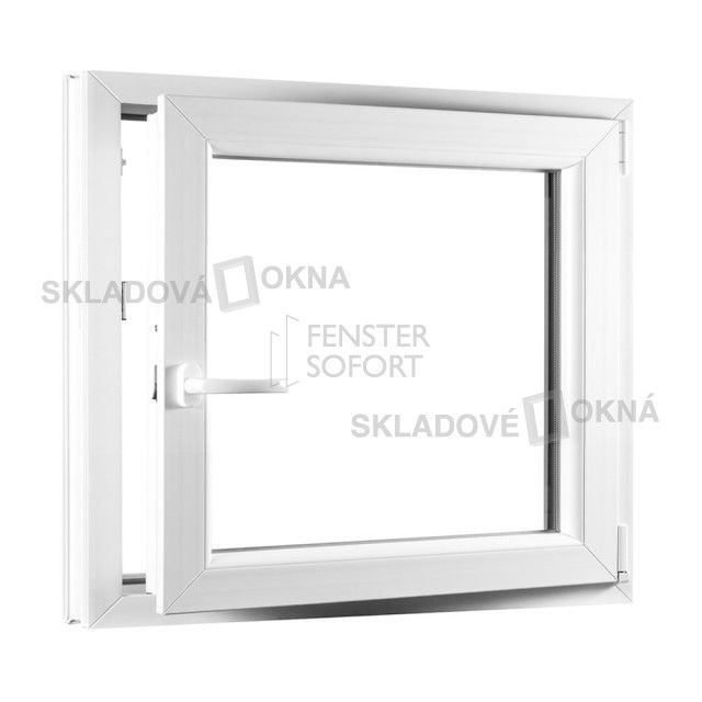 Skladova-okna Jednokřídlé plastové okno PREMIUM otvíravo-sklopné pravé 800 x 800 mm barva bílá - Skladová Okna