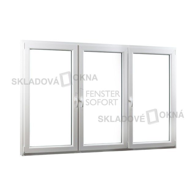 Skladova-okna Trojkřídlé plastové okno se sloupkem PREMIUM 2060 x 1540 barva bílá - Skladová Okna
