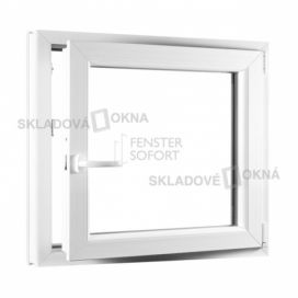 Skladova-okna Jednokřídlé plastové okno PREMIUM otvíravo-sklopné pravé 800 x 800 mm barva bílá Skladová Okna