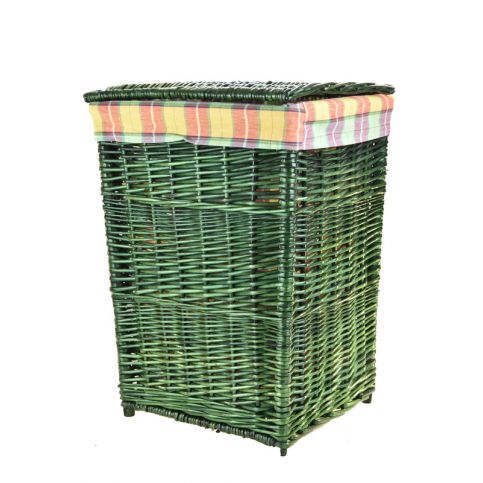 Vingo Zelený proutěný koš na prádlo s oranžovou látkou Rozměry (cm): sada 52x39x28|59x44x40 - Vingo