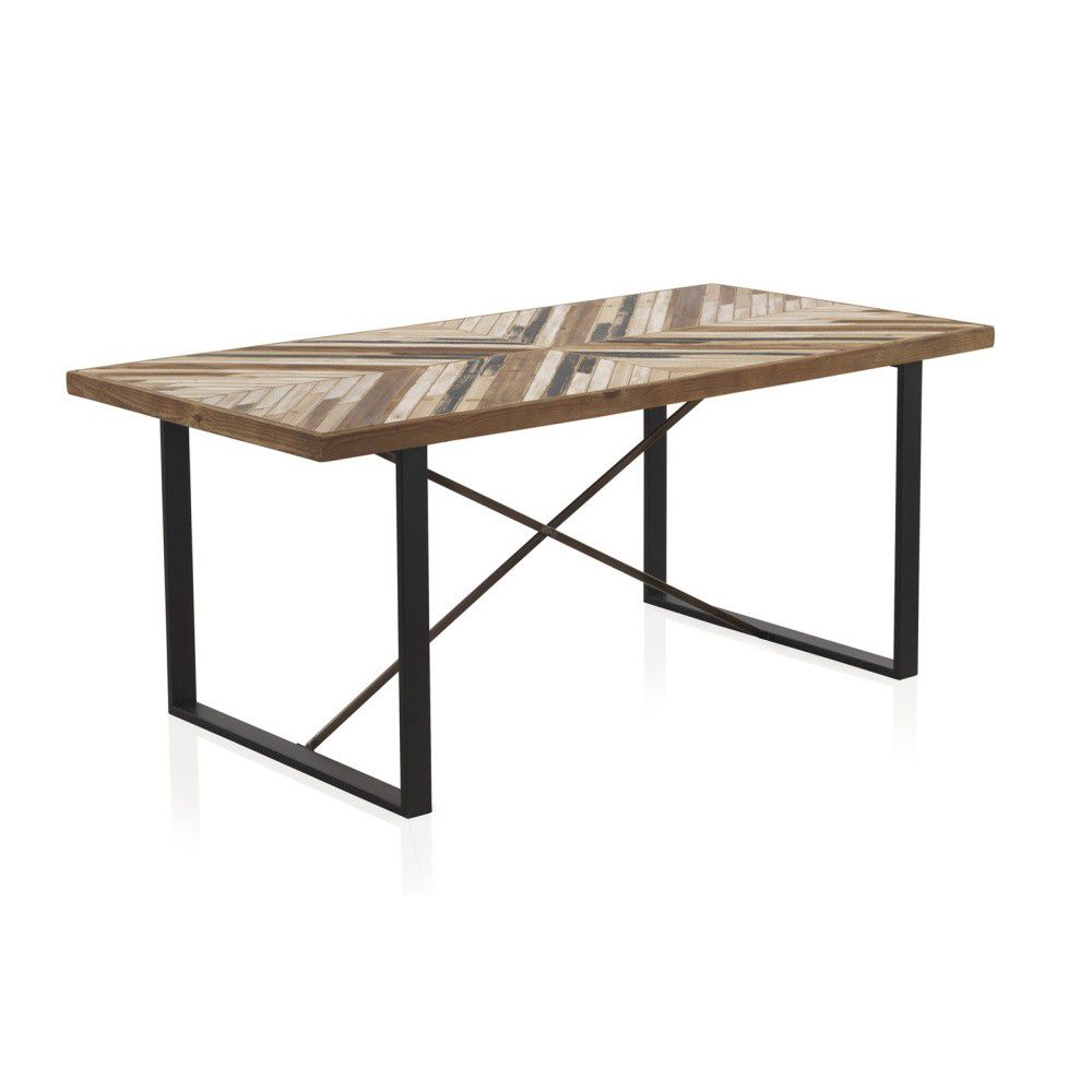 Jídelní stůl s kovovými nohami a deskou z recyklovaného dřeva Geese, 180 x 90 cm - Bonami.cz