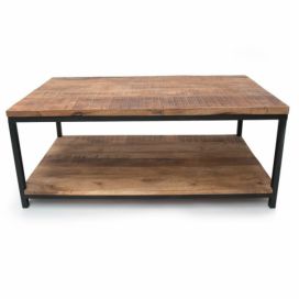 Bonami.cz: Černý konferenční stolek s deskou z mangového dřeva LABEL51 Vintage XXL